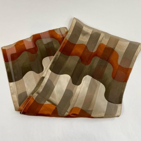Women's Orange and Cream Scarf-wrap lovely abstract! - Picture 4 of 5